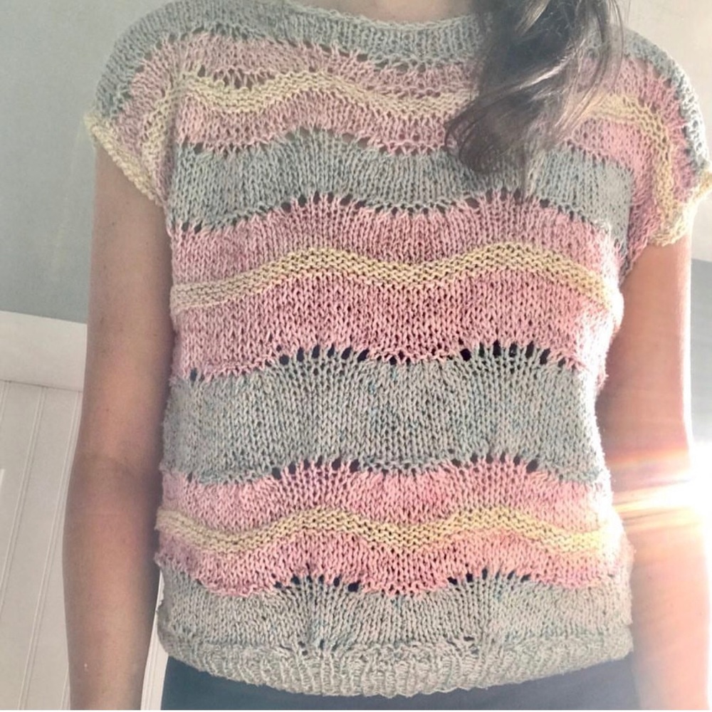 Pastel Waves and Sparkles Sleeveless Sweater